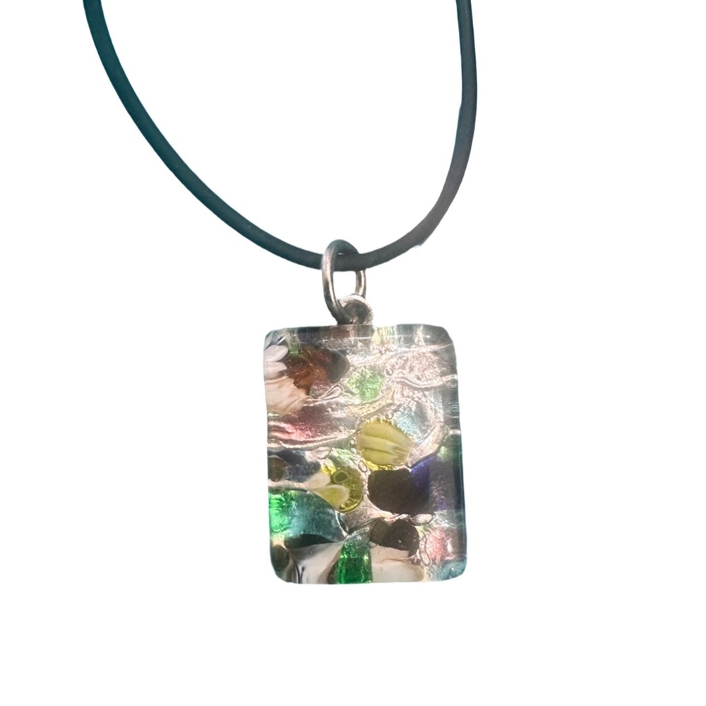 Italian Murano Glass Cord Jewelry Pendant Glass Necklace